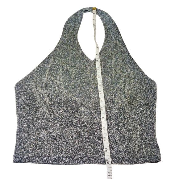 Vtg Gantos Sparkly Silver Metallic Sheer Cropped Halter Top Medium 70s Disco - Picture 7 of 7